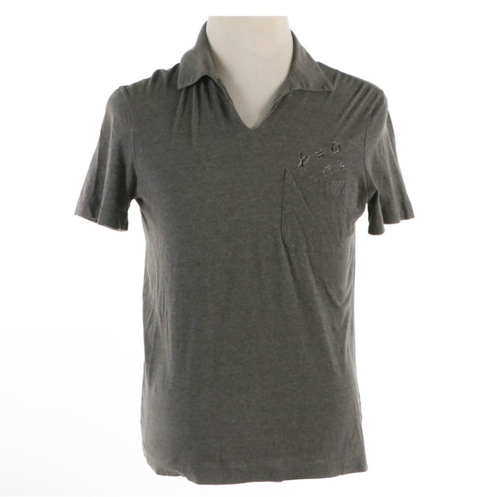 Louis Vuitton Men’s Grey Cotton Shirt with LV Monogram Detail Size: S
